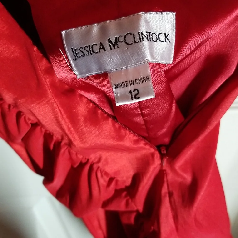 Red Ruched Dress - Picture 6 of 6